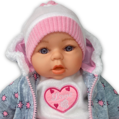 Kukull bebe Adar 565272, 45cm, flet polonisht, rozë gri