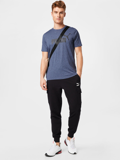 Bluzë sportive PUMA Functional Shirt, mëngë treçerekëshe, material i ricikluar, blu e përzier me e zezë