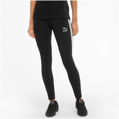 Легинси Puma Iconic T7 Mid-Rise за жени, еластичен памук, црни