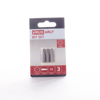 Set bitash Torx Haus Halt TX30, 25mm, 3 copë, gri