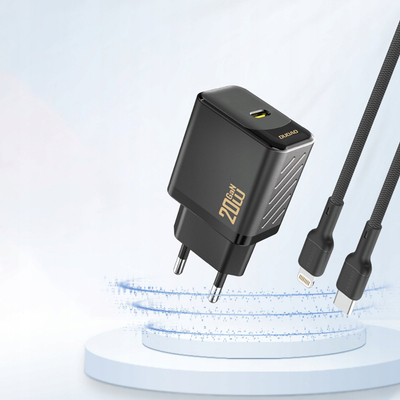 Полнач USB Dudao A26EU, 20W GaN, Power Delivery, црн