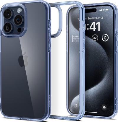 Kapak telefoni Spigen Ultra Hybrid Sky Crystal për iPhone 15 Pro, transparent blu