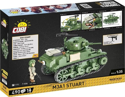 Set ndërtimi COBI Company of Heroes 3 M3A1 Stuart, 490 copa, shkallë 1:35, jeshile ushtarake