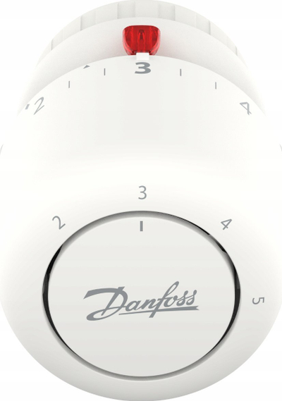 Kokë termostatike Danfoss Aero RA Click 015G4596, sensor me gaz i integruar, kufizim nga 16°C, e bardhë