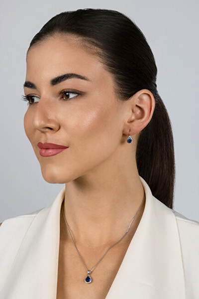 Set aksesorësh Brilio Silver sBS3571 Varëse + Vathë, kaltër e errët