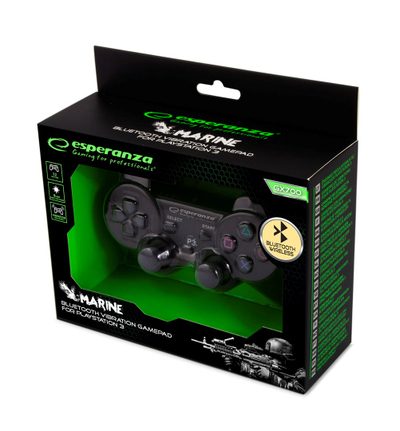 Gamepad pa tela Esperanza Marine EGG109K, Bluetooth, për PS3, i zi