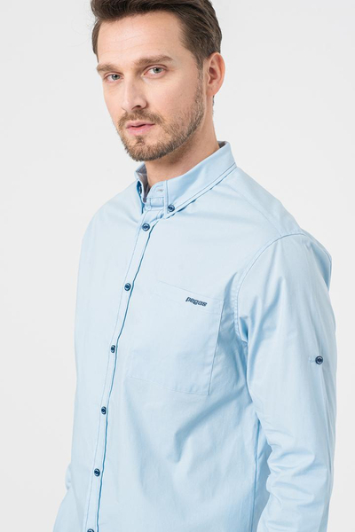 Këmishë për meshkuj, me mëngë të gjata, slim fit, e bardhë