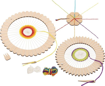 Set kreativ për thurje Craft Set Round Weaving Frame Latch Flower, korniza rrethore, lesh shumëngjyrësh