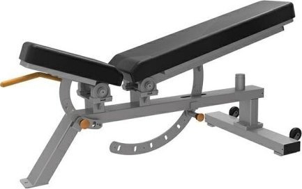 Stol ushtrimesh Bench DS1039, i rregullueshëm, me rrota, gri e zezë