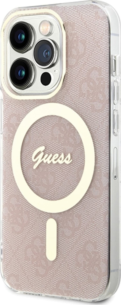 Kapakun iPhone Guess IML 4G MagSafe për iPhone 15 Pro Max, magnetik, rozë