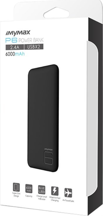 Надворешна батерија Mymax Energy Bank IMYMAX P6, 6000mAh, сива
