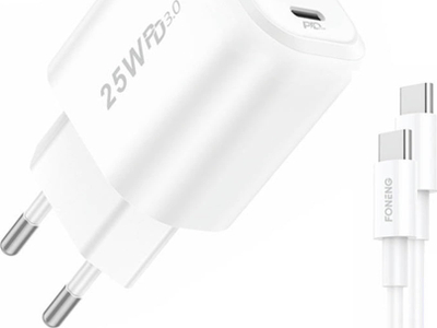 Karikues muri Foneng EU40, 25W, USB C PD QC 3.0, i bardhë