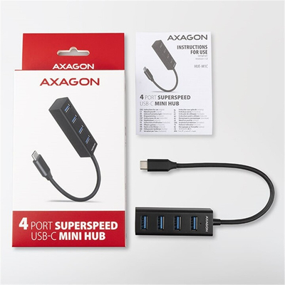 Mini Hub AXAGON USB-C 3.2 Gen1 - 4xUSB-A, 5Gbit/s, OTG, 20cm, i zi
