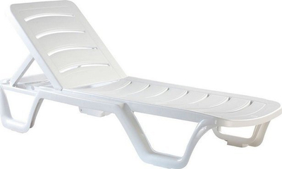 Shezllon plazhi Zanzibar Sunbed, me rrota, polipropilen, i bardhë
