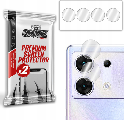 Mbrojtëse kamere GrizzGlass HybridGlass për Infinix Zero 30, xham hibrid, set me 2 copa, transparente