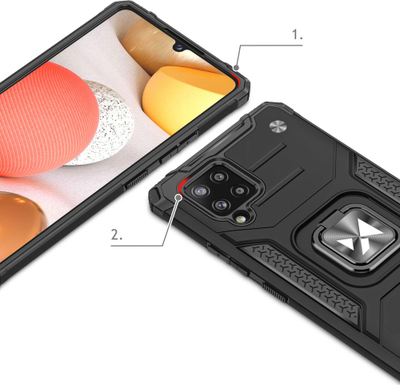 Kapak telefoni Wozinsky Ring Armor për Samsung Galaxy A42 5G, me unazë, me mbajtëse magnetike, i kuq