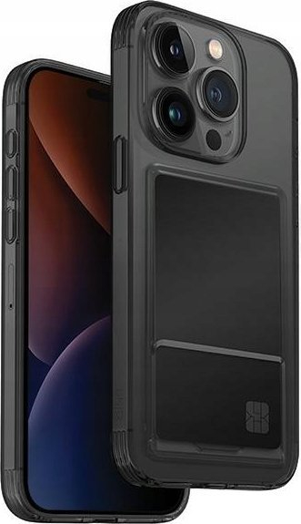 Mbrojtëse telefoni Uniq Air Fender ID për iPhone 15 Pro Max, 6.7\", xhep për kartë, gri e tymtë