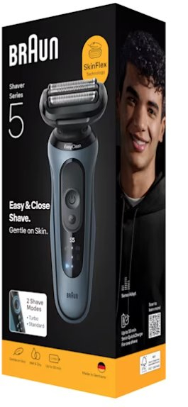 Rroje elektrike Braun Series 5 52-A1000S, EasyClean, rezistente ndaj ujit, blu