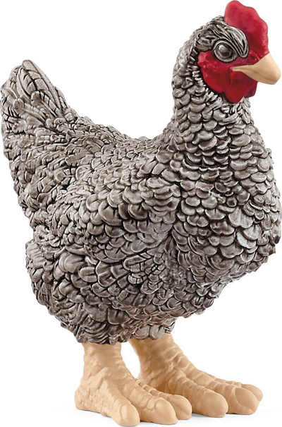 Figurë lodër Schleich Farm World Plymouth Rock Chicken, 4 cm, e lyer me dorë, shumëngjyrëshe