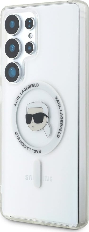 Kapak telefoni Karl Lagerfeld Button Karl Head MagSafe për Samsung Galaxy S25 Ultra, TPU PC, i bardhë