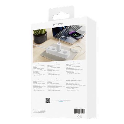 Karikues muri Proove Silicone Power, 40W, me 2×Type-C, i bardhë