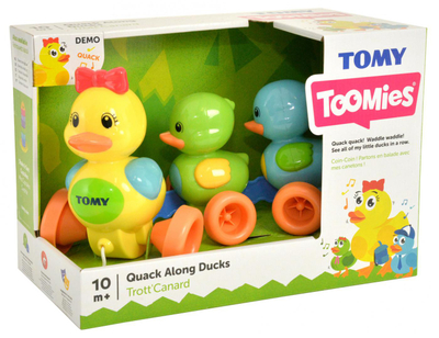 Lodër tërheqëse Tomy Duckling Family E4613, seri Play to Learn, për foshnje