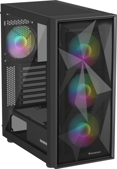 Kasa PC Genesis Diaxid 605 ARGB, ATX, 4 furrnizues 120mm, e zezë
