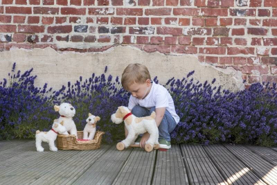 Lodër pelushi dhelpër Egmont Toys Sidonie, e vogël, me shall, portokalli e bezhë
