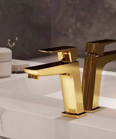 Rubinet lavamani Ferro Vitto Gold Verdeline, montim në një vrimë, me levë, ngjyrë ari