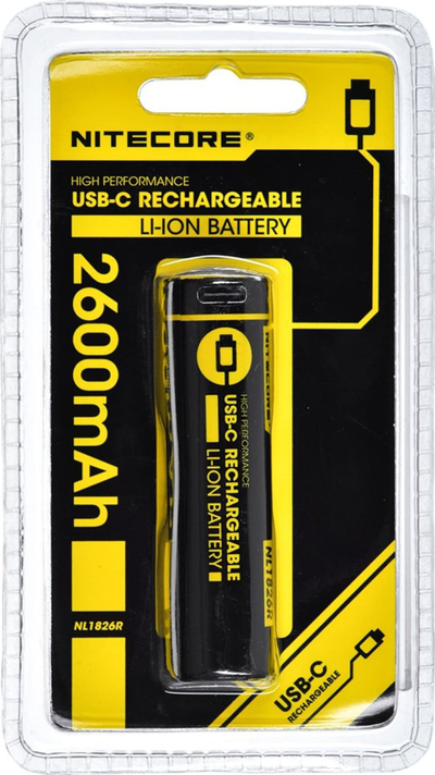 Bateri rimbushëse Nitecore NL1826R, 18650 Li Ion 2600mAh, 3.6V, e verdhë