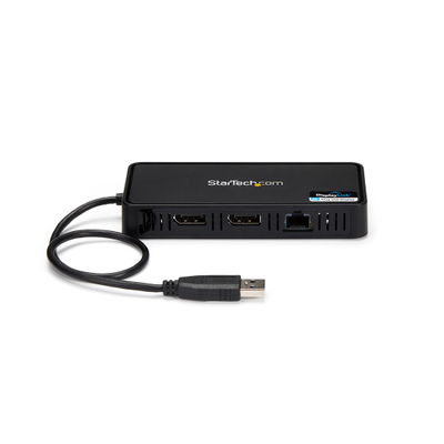 Dok lidhës StarTech USB 3.0 Mini Dock, dy ekrane, Gigabit Ethernet, i zi
