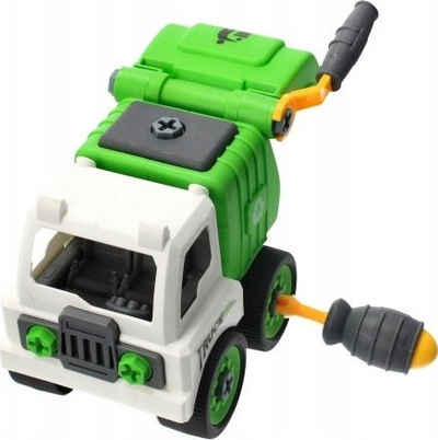 Lodër kamion plehrash Mega Creative Truck Car, me vida, me kaçavidë, jeshil e bardhë