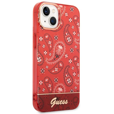Këllëf telefoni Guess GUHCP14SHGBNHR për iPhone 14 6.1", hardcase Bandana Paisley, i kuq
