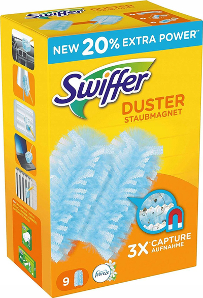 Rimbushje pluhuri Swiffer Duster, 9 copë, me erë Febreze Spring Awakening, blu