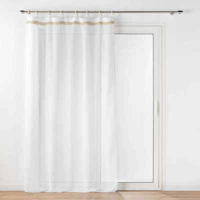 Perde Douceur d'interieur Mileo, me unaza druri, 140 x 240 cm, e bardhë