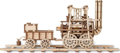Set ndërtimi druri EWA Eco-Wood-Art Lokomotivë, model mekanik, me motor gome, natur