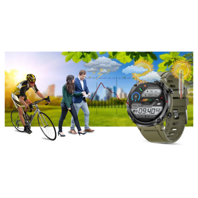 Smartwatch Gravity GT21-7, ekran 1.6", IP67, me rrip silikoni t'zi