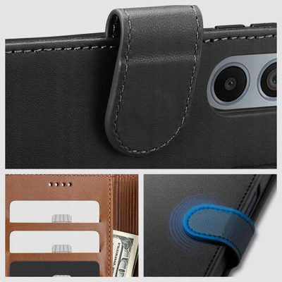 Kuti-portofol Tech-Protect Wallet për Xiaomi Redmi Note 13 Pro 4G LTE dhe Poco M6 Pro 4G LTE, lëkurë eko me xhepa për kartela, e zezë