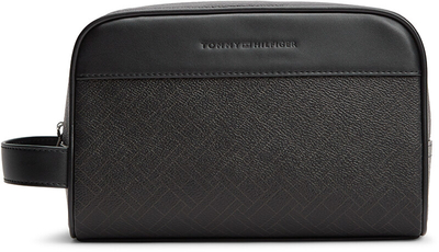 Çantë kozmetike Tommy Hilfiger Th Flag Monogram Washbag AM0AM14298, madhësi mesatare, e zezë