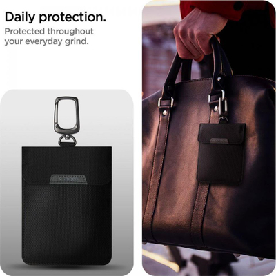 Çantë mbrojtëse Spigen Faraday Cage, RFID Keyless, bllokon sinjalin, e zezë