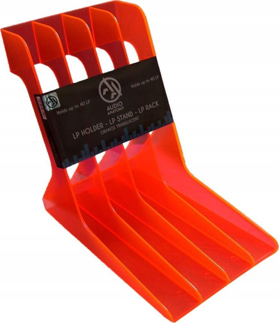 Mbajtëse vinilesh Audio Anatomy LP Holder, mban gjer në 40 LP, plastikë HIPS, portokalli transparente