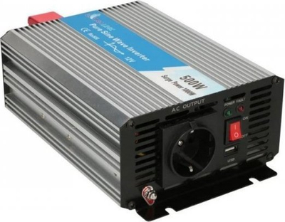 Inverter për makinë Extralink OPIP-500W, 12V në 230V, 500W, valë sine e pastër, argjendtë