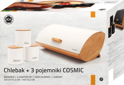 Set enësh për bukë Konighoffer Cosmic Cream, 4 copë, çelik karboni dhe bambu, ngjyrë krem