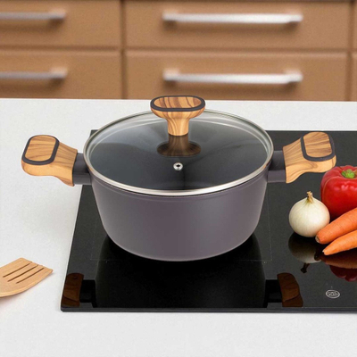 Тава со капак Bergner Charcoal, 20 cm, 2.3L, кован алуминиум, темно сива