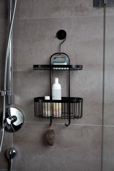 Shportë dushi Wenko Rectangular, 2 nivele, çelik inox, e zezë