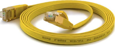 Kabllo rrjeti Wantec flat CAT6A, 0.2m, F/UTP, e verdhë