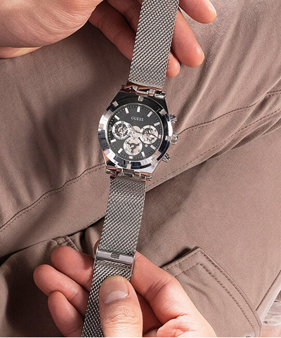 Orë për meshkuj Guess Continental GW0582G1, e argjendtë