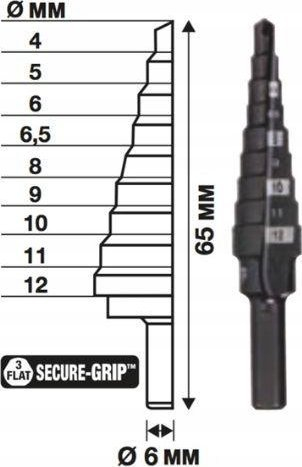 Freza shkallore Milwaukee 48-89-9301, 4-12mm, 9 hapa, e zezë