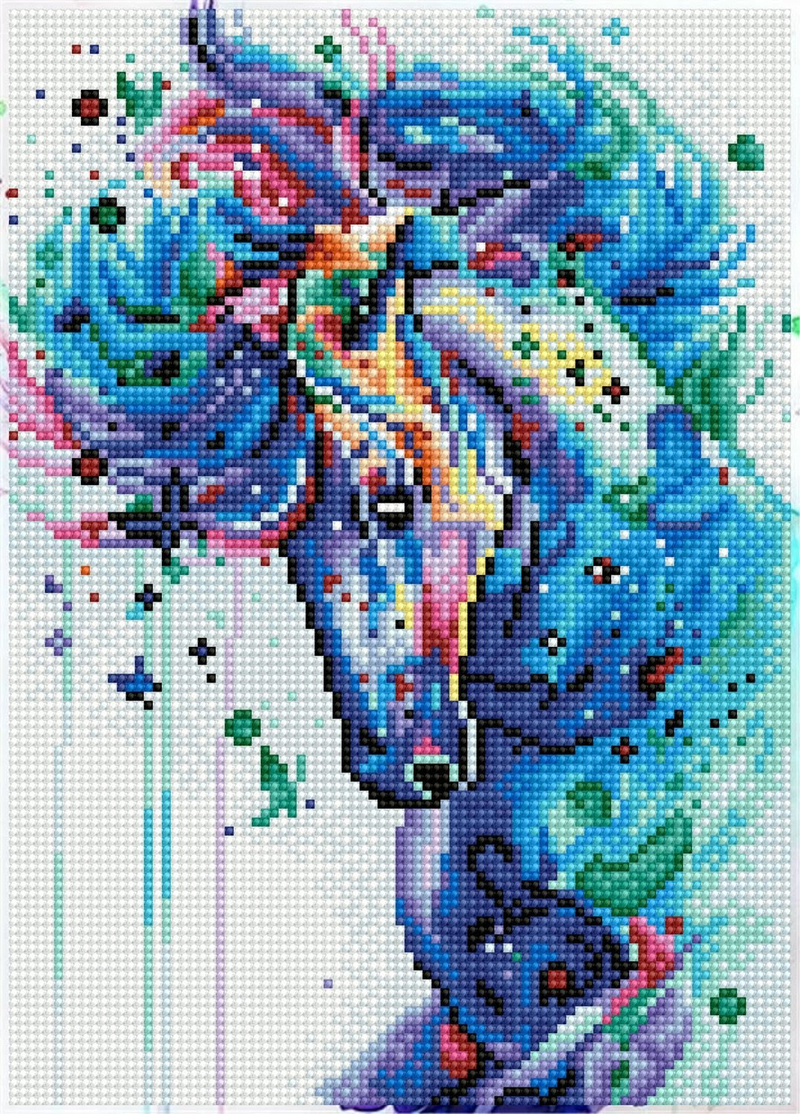 Set pikturimi me gurë DIAMOND DOTZ Simply DOTZ Mystical Stallion, kanavacë me ngjitës, dizajn kali shumëngjyrësh