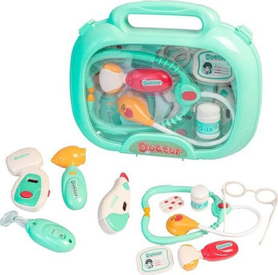Set lodër mjekësor Woopie Little Doctor, me valixhe, me dritë dhe tinguj, ngjyrë turkeze